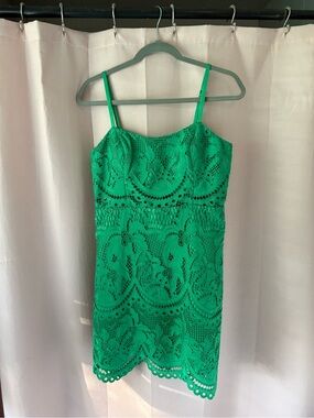 Lilly Pulitzer Emerald Green Lace Spaghetti-Strap Mini Dress
